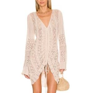 Revolve SNDYS Ruched Open Knit Fate Mini Dress Swimsuit Coverup Dress Medium